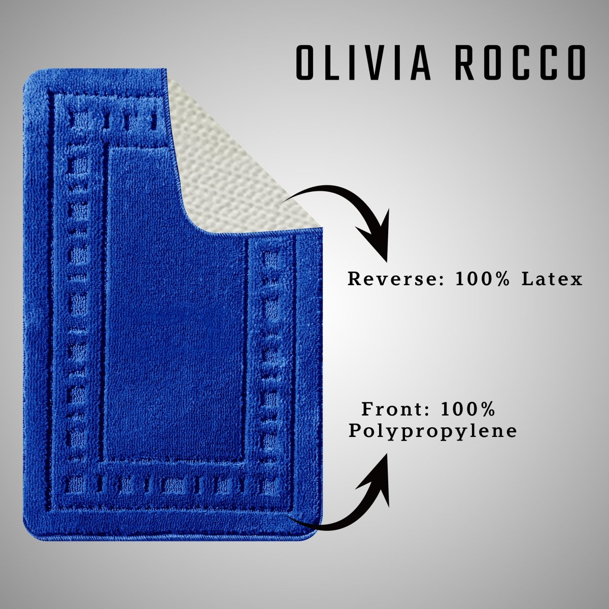 OLIVIA ROCCO Miami 2 Piece Royal Blue Bath Mat and Pedestal Set Non Slip Soft Absorbent - Joe’s Haven