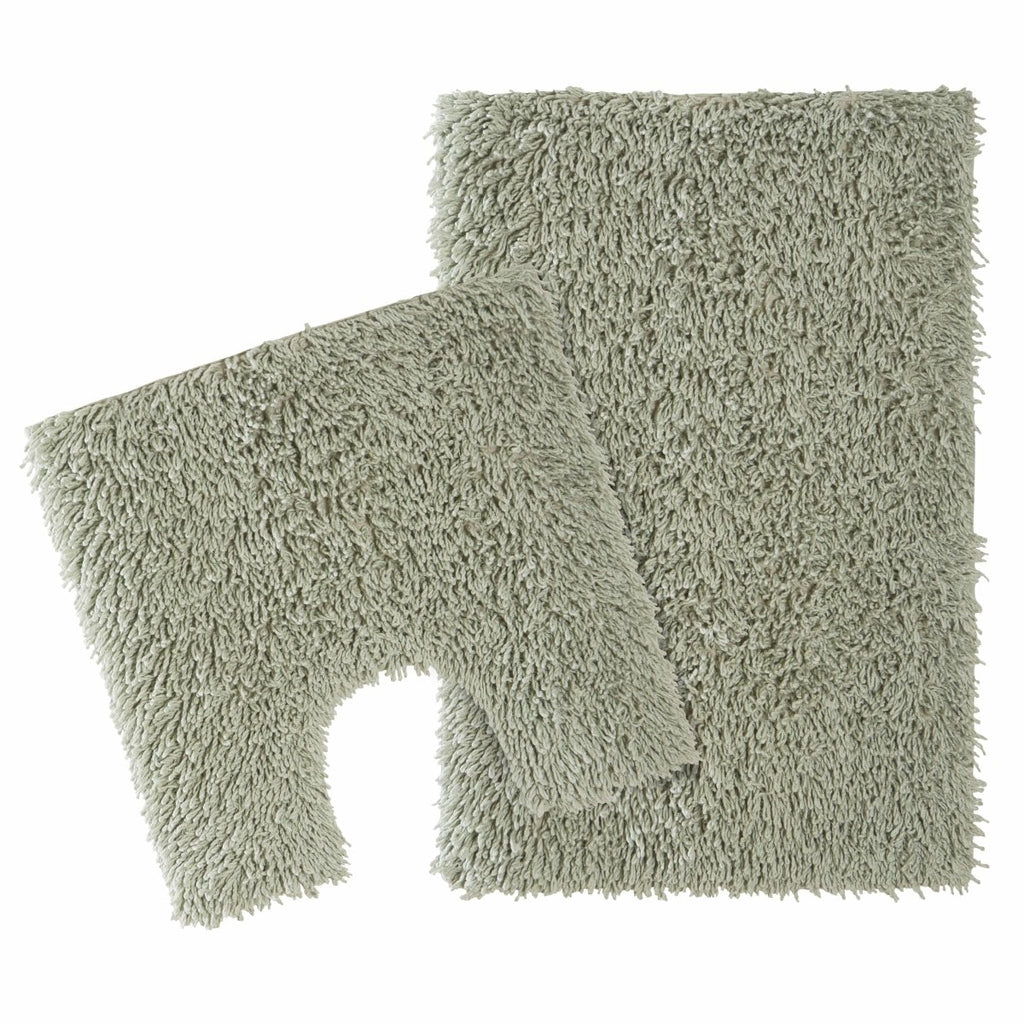 OLIVIA ROCCO Como 2 Piece Sage Green Bath Mat And Pedestal Set Non Slip Super Absorbent - Joe’s Haven