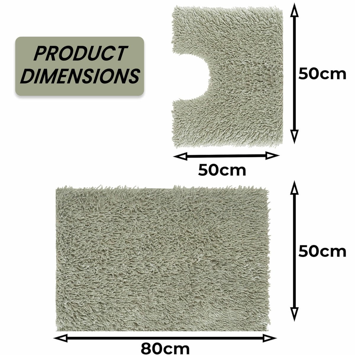 OLIVIA ROCCO Como 2 Piece Sage Green Bath Mat And Pedestal Set Non Slip Super Absorbent - Joe’s Haven