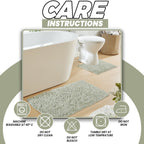 OLIVIA ROCCO Como 2 Piece Sage Green Bath Mat And Pedestal Set Non Slip Super Absorbent - Joe’s Haven