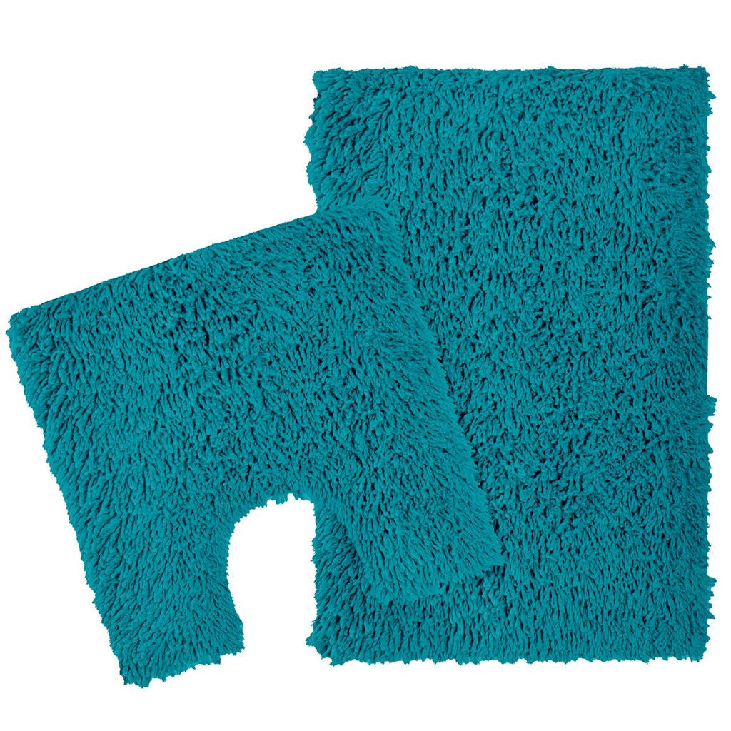 OLIVIA ROCCO Como 2 Piece Teal Bath Mat And Pedestal Set Non Slip Super Absorbent Cotton Hotel - Quality Everyday Comfort - Joe’s Haven