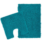 OLIVIA ROCCO Como 2 Piece Teal Bath Mat And Pedestal Set Non Slip Super Absorbent Cotton Hotel - Quality Everyday Comfort - Joe’s Haven