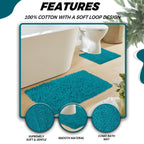 OLIVIA ROCCO Como 2 Piece Teal Bath Mat And Pedestal Set Non Slip Super Absorbent Cotton Hotel - Quality Everyday Comfort - Joe’s Haven