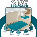 OLIVIA ROCCO Como 2 Piece Teal Bath Mat And Pedestal Set Non Slip Super Absorbent Cotton Hotel - Quality Everyday Comfort - Joe’s Haven