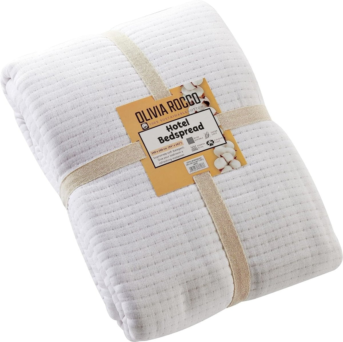 OLIVIA ROCCO Hotel Collection Quilted Bedspread 240x260 cm White and Grey 100% Sustainable Cotton Super Soft Easy - Care Home Essential - Joe’s Haven