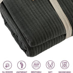 OLIVIA ROCCO Hotel Collection Quilted Bedspread 240x260 cm White and Grey 100% Sustainable Cotton Super Soft Easy - Care Home Essential - Joe’s Haven