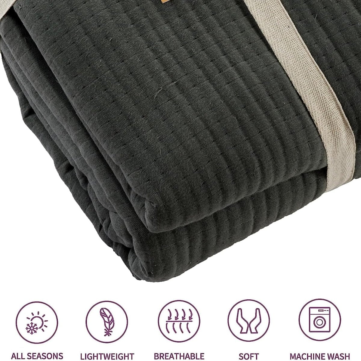 OLIVIA ROCCO Hotel Collection Quilted Bedspread 240x260 cm White and Grey 100% Sustainable Cotton Super Soft Easy - Care Home Essential - Joe’s Haven