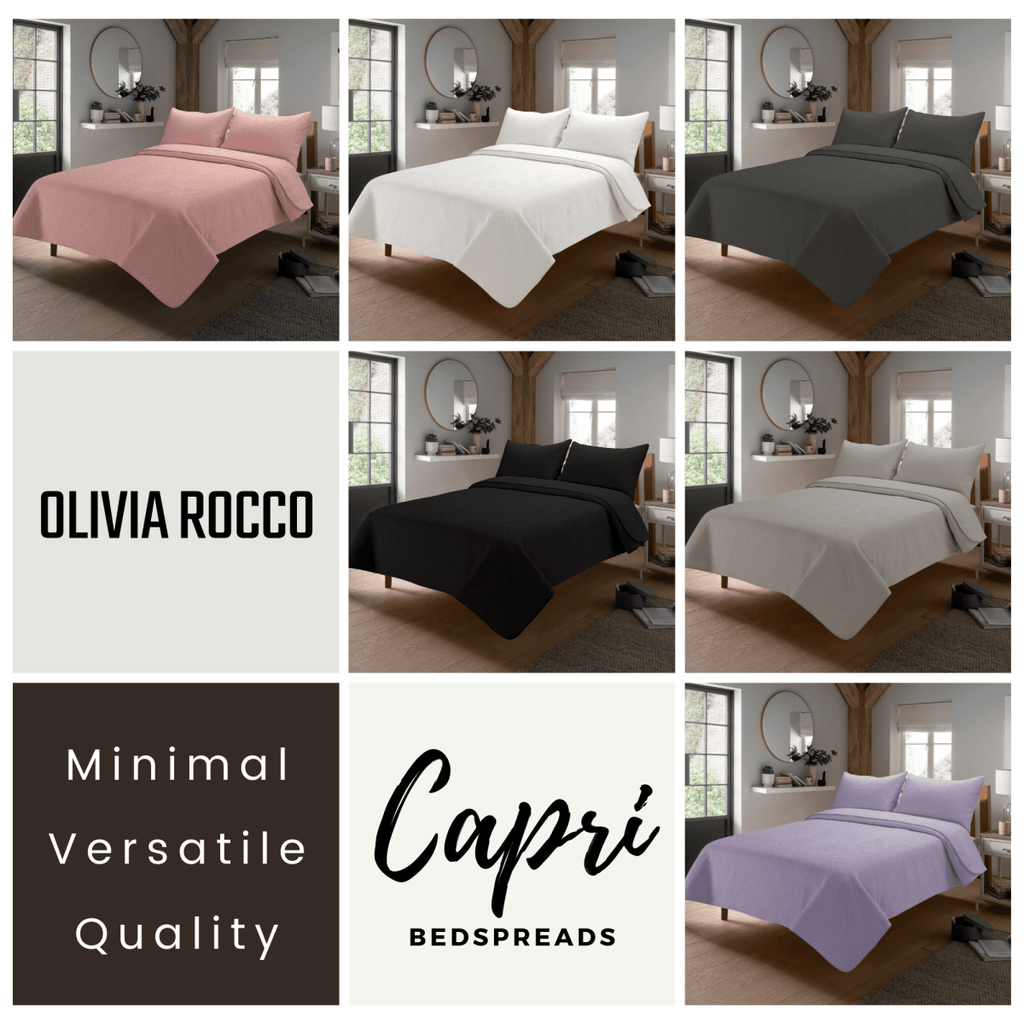 OLIVIA ROCCO Capri Embossed Luxury Bedspread Set With Quilted Throw And Duvet Matching - Joe’s Haven