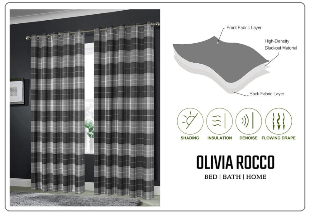 OLIVIA ROCCO Blackout Thermal Curtains Check Marble Design Light Blocking Panels Multiple - Joe’s Haven
