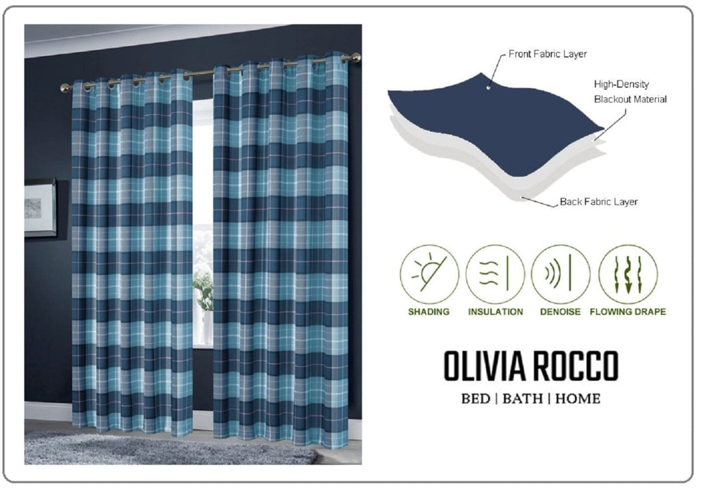 OLIVIA ROCCO Blackout Thermal Curtains Check Marble Design Light Blocking Panels Multiple - Joe’s Haven