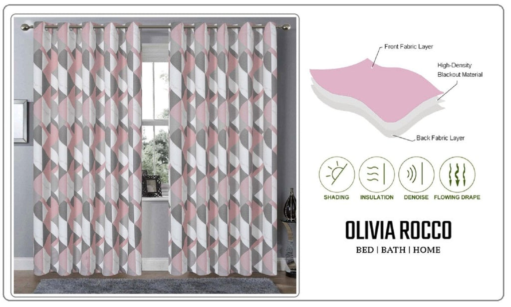 OLIVIA ROCCO Blackout Thermal Curtains Check Marble Design Light Blocking Panels Multiple - Joe’s Haven
