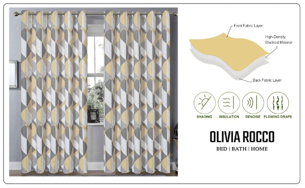 OLIVIA ROCCO Blackout Thermal Curtains Check Marble Design Light Blocking Panels Multiple - Joe’s Haven