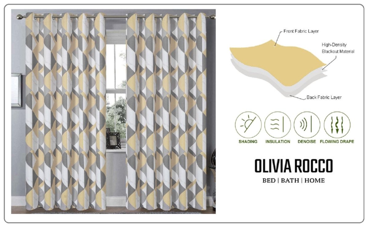 OLIVIA ROCCO Blackout Thermal Curtains Check Marble Design Light Blocking Panels Multiple - Joe’s Haven
