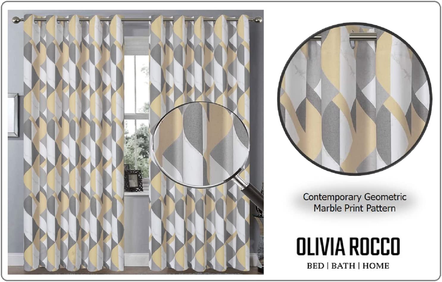OLIVIA ROCCO Blackout Thermal Curtains Check Marble Design Light Blocking Panels Multiple - Joe’s Haven