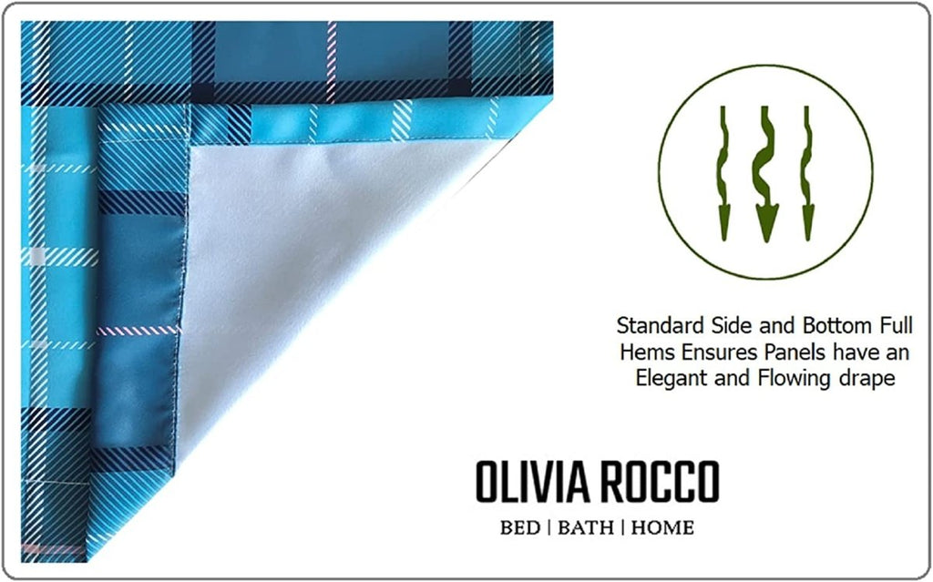 OLIVIA ROCCO Blackout Thermal Curtains Check Marble Design Light Blocking Panels Multiple - Joe’s Haven
