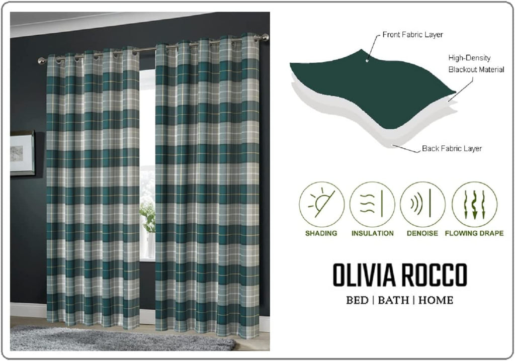 OLIVIA ROCCO Blackout Thermal Curtains Check Marble Design Light Blocking Panels Multiple - Joe’s Haven