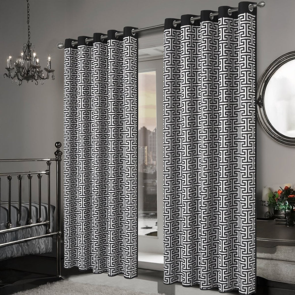 OLIVIA ROCCO Milano Geometric Blackout Curtains Thermal Insulated Eyelet Pair Pencil Pleat - Joe’s Haven