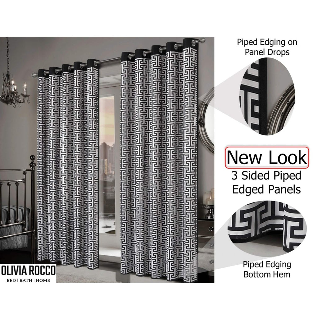 OLIVIA ROCCO Milano Geometric Blackout Curtains Thermal Insulated Eyelet Pair Pencil Pleat - Joe’s Haven