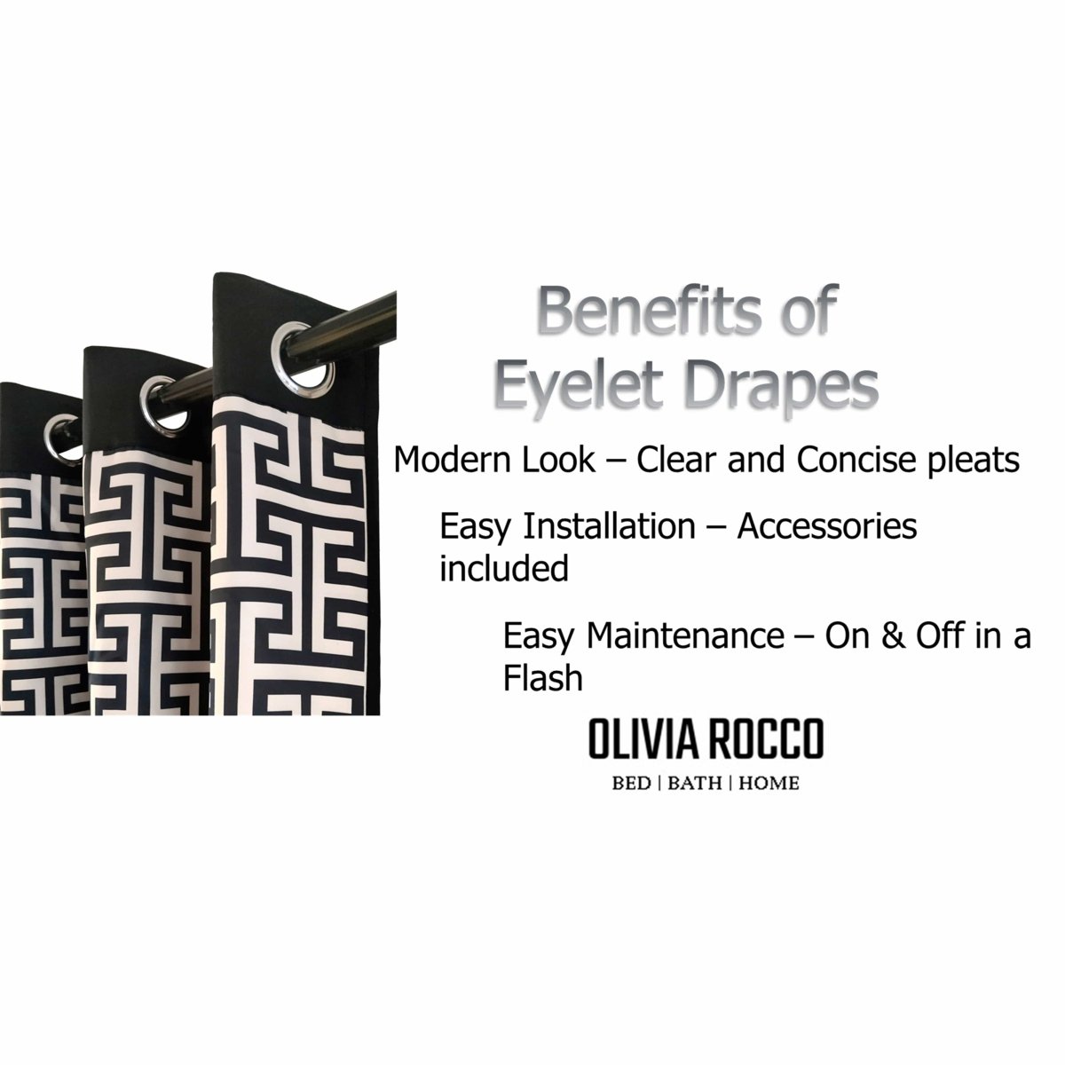 OLIVIA ROCCO Milano Geometric Blackout Curtains Thermal Insulated Eyelet Pair Pencil Pleat - Joe’s Haven