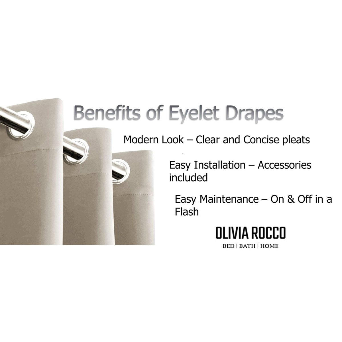 OLIVIA ROCCO Blackout Thermal Eyelet Curtains Natural colour Energy Efficient Ring Top - Joe’s Haven