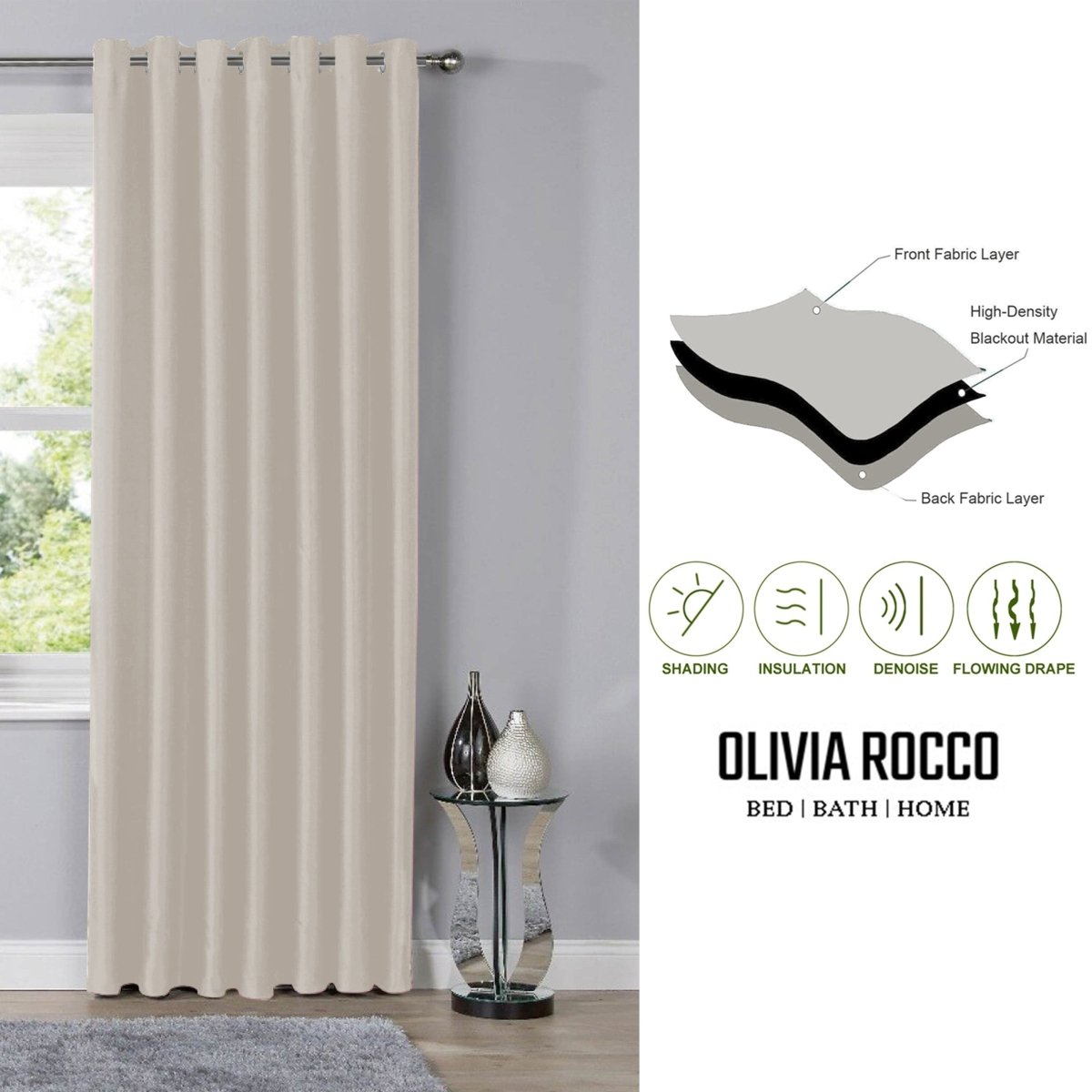 OLIVIA ROCCO Blackout Thermal Eyelet Curtains Natural colour Energy Efficient Ring Top - Joe’s Haven