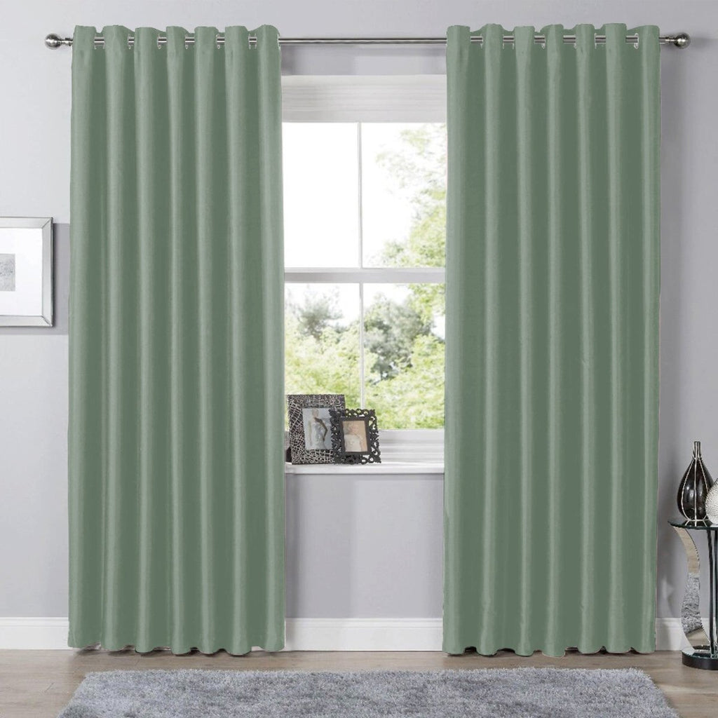OLIVIA ROCCO Blackout Sage Green Eyelet Curtains Thermal Ring Top Window Treatments - Joe’s Haven