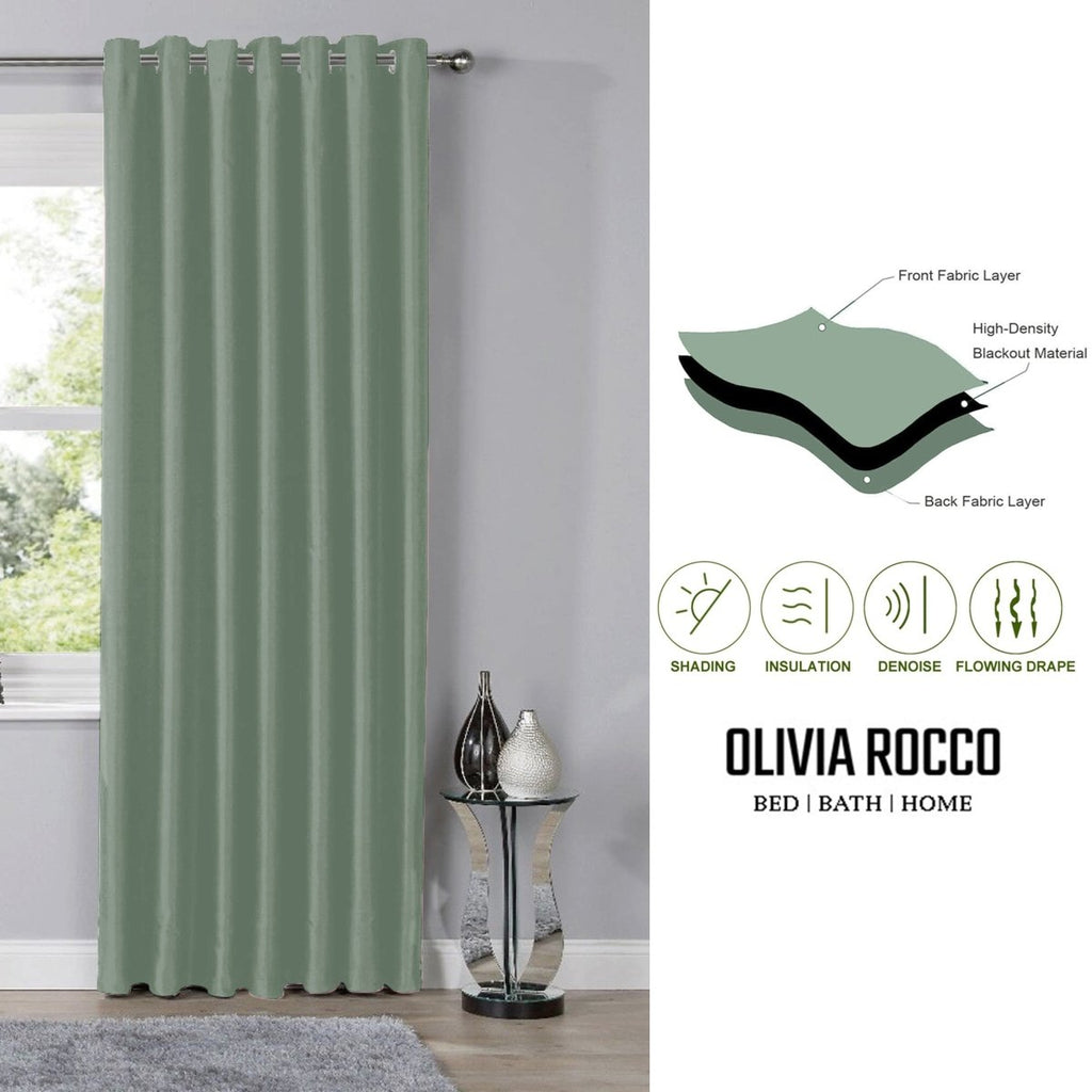 OLIVIA ROCCO Blackout Sage Green Eyelet Curtains Thermal Ring Top Window Treatments - Joe’s Haven