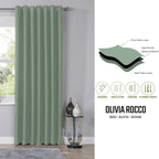 OLIVIA ROCCO Blackout Sage Green Eyelet Curtains Thermal Ring Top Window Treatments - Joe’s Haven