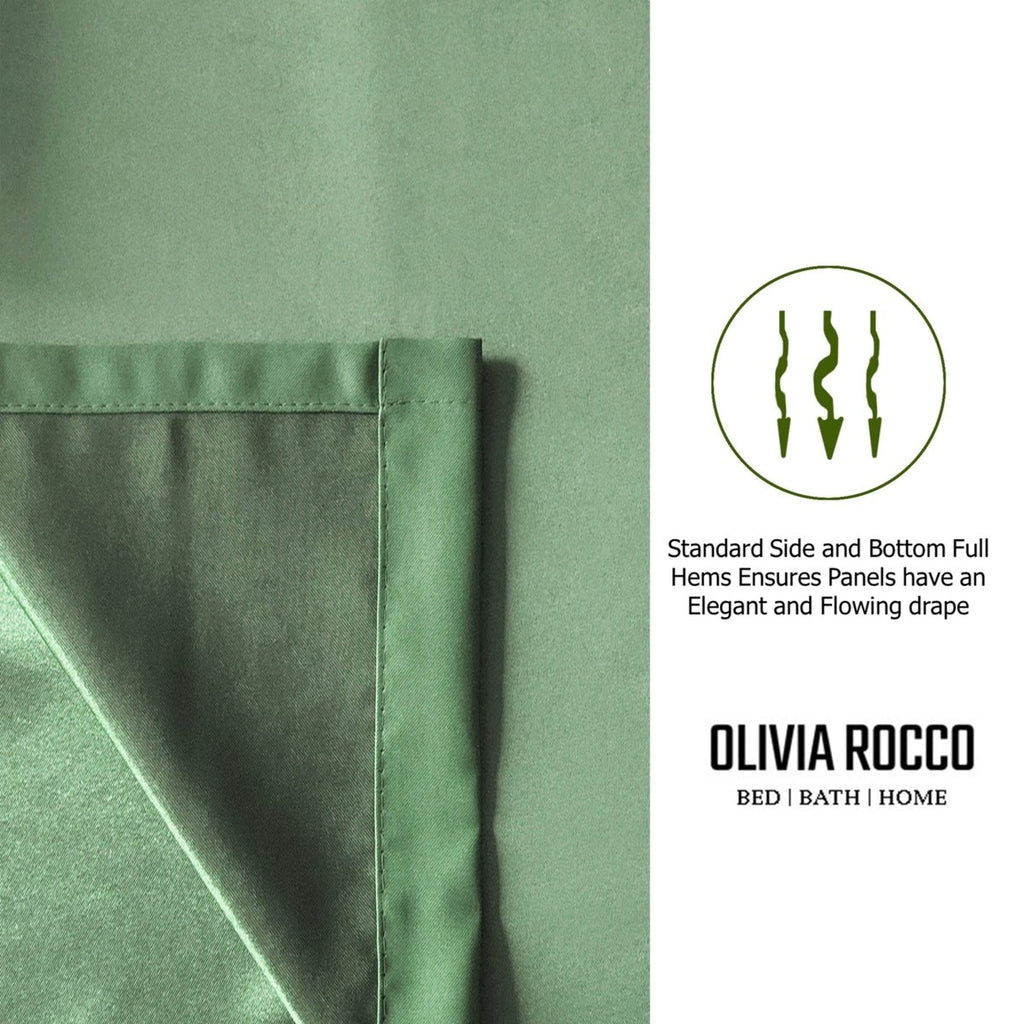 OLIVIA ROCCO Blackout Sage Green Eyelet Curtains Thermal Ring Top Window Treatments - Joe’s Haven