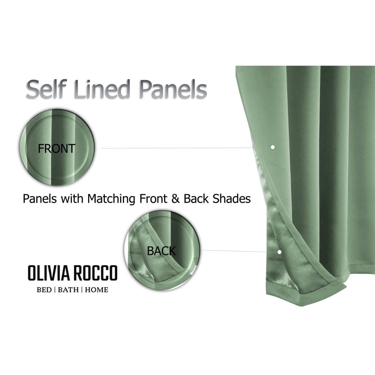 OLIVIA ROCCO Blackout Sage Green Eyelet Curtains Thermal Ring Top Window Treatments - Joe’s Haven