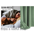 OLIVIA ROCCO Blackout Sage Green Eyelet Curtains Thermal Ring Top Window Treatments - Joe’s Haven