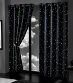 OLIVIA ROCCO Glow In The Dark Blackout Curtains With Thermal Panels Eyelet Pencil Pleat - Joe’s Haven