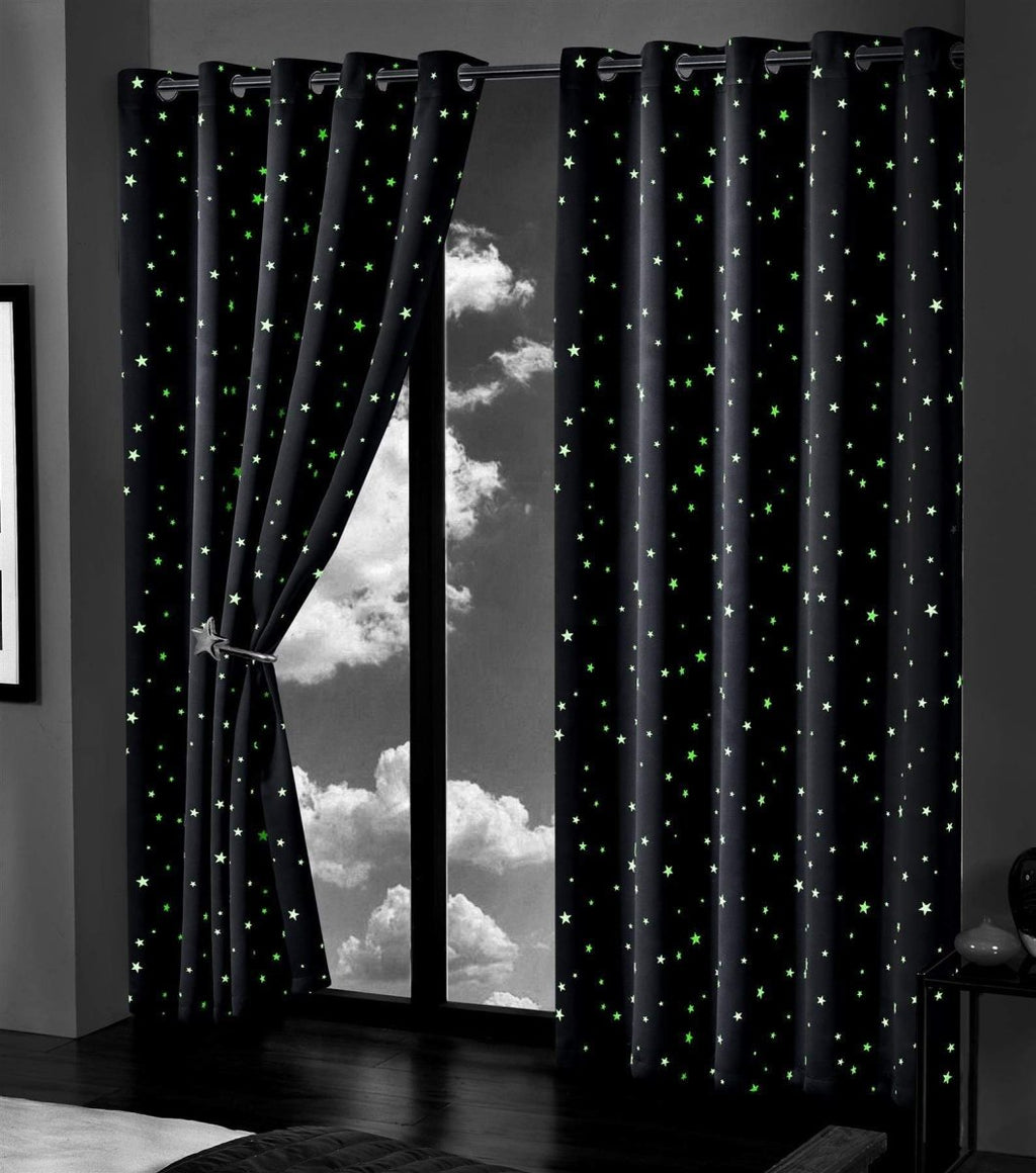 OLIVIA ROCCO Glow In The Dark Blackout Curtains With Thermal Panels Eyelet Pencil Pleat - Joe’s Haven