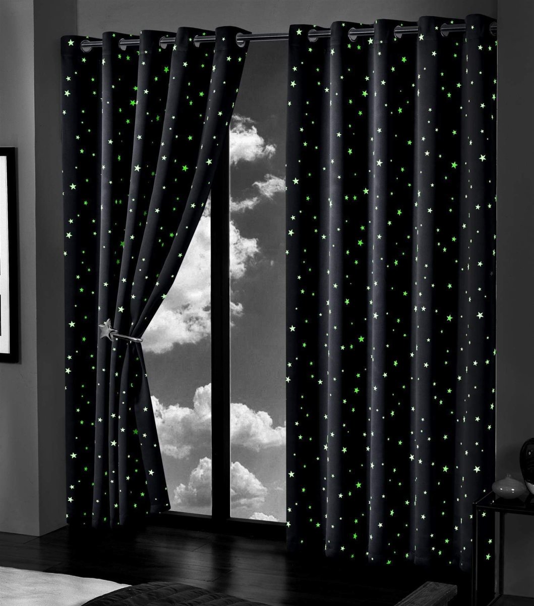 OLIVIA ROCCO Glow In The Dark Blackout Curtains With Thermal Panels Eyelet Pencil Pleat - Joe’s Haven