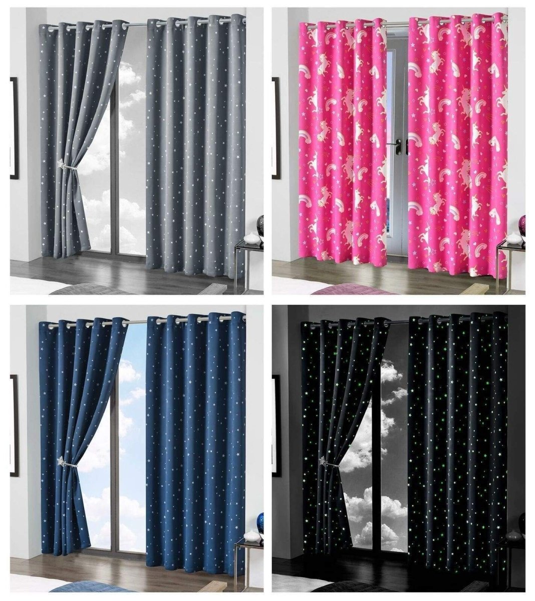 OLIVIA ROCCO Glow In The Dark Blackout Curtains With Thermal Panels Eyelet Pencil Pleat - Joe’s Haven