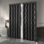 OLIVIA ROCCO Geometric Sparkle Blackout Curtains Black Thermal Insulated Eyelet Ring Top - Joe’s Haven