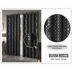 OLIVIA ROCCO Geometric Sparkle Blackout Curtains Black Thermal Insulated Eyelet Ring Top - Joe’s Haven