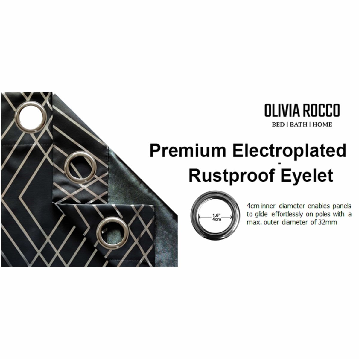 OLIVIA ROCCO Geometric Sparkle Blackout Curtains Black Thermal Insulated Eyelet Ring Top - Joe’s Haven
