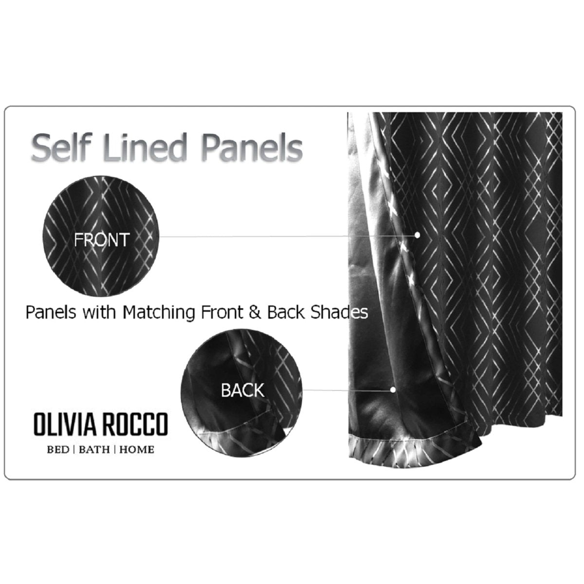OLIVIA ROCCO Geometric Sparkle Blackout Curtains Black Thermal Insulated Eyelet Ring Top - Joe’s Haven