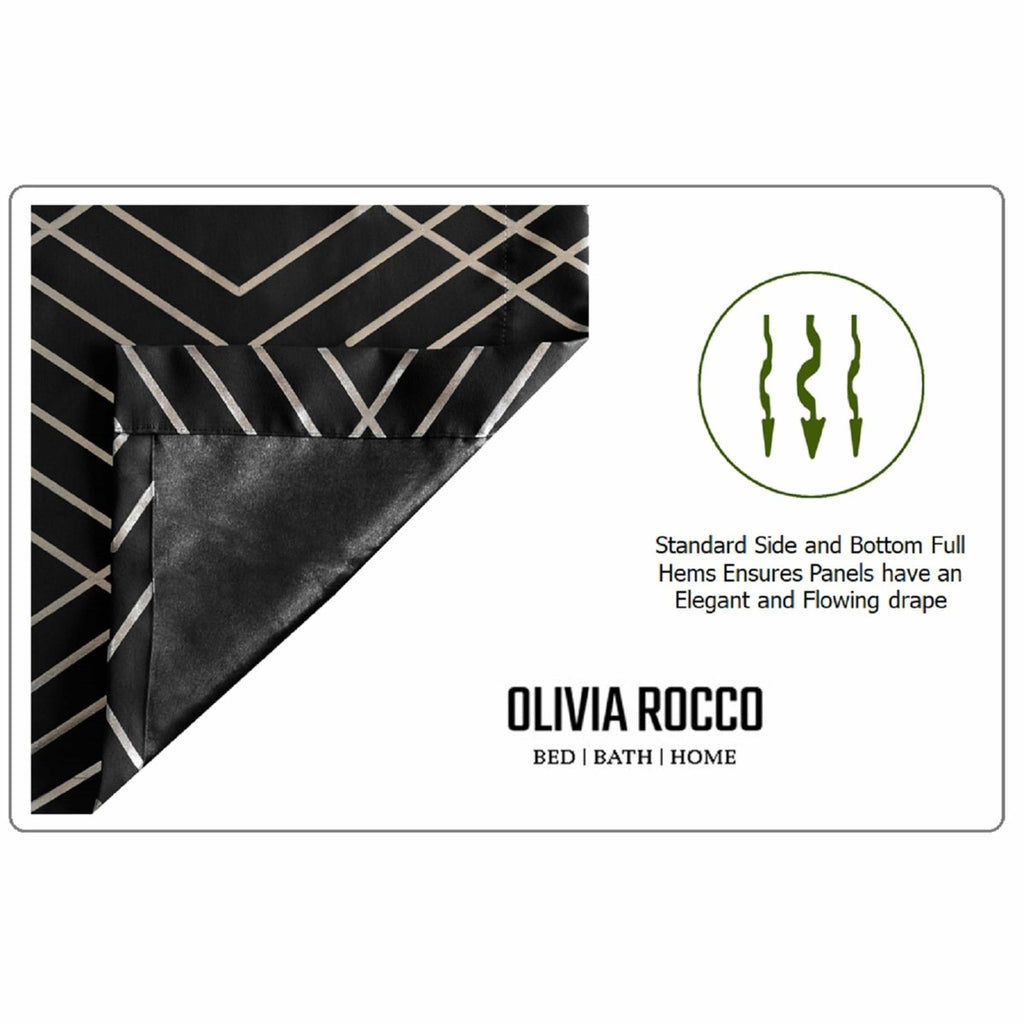 OLIVIA ROCCO Geometric Sparkle Blackout Curtains Black Thermal Insulated Eyelet Ring Top - Joe’s Haven