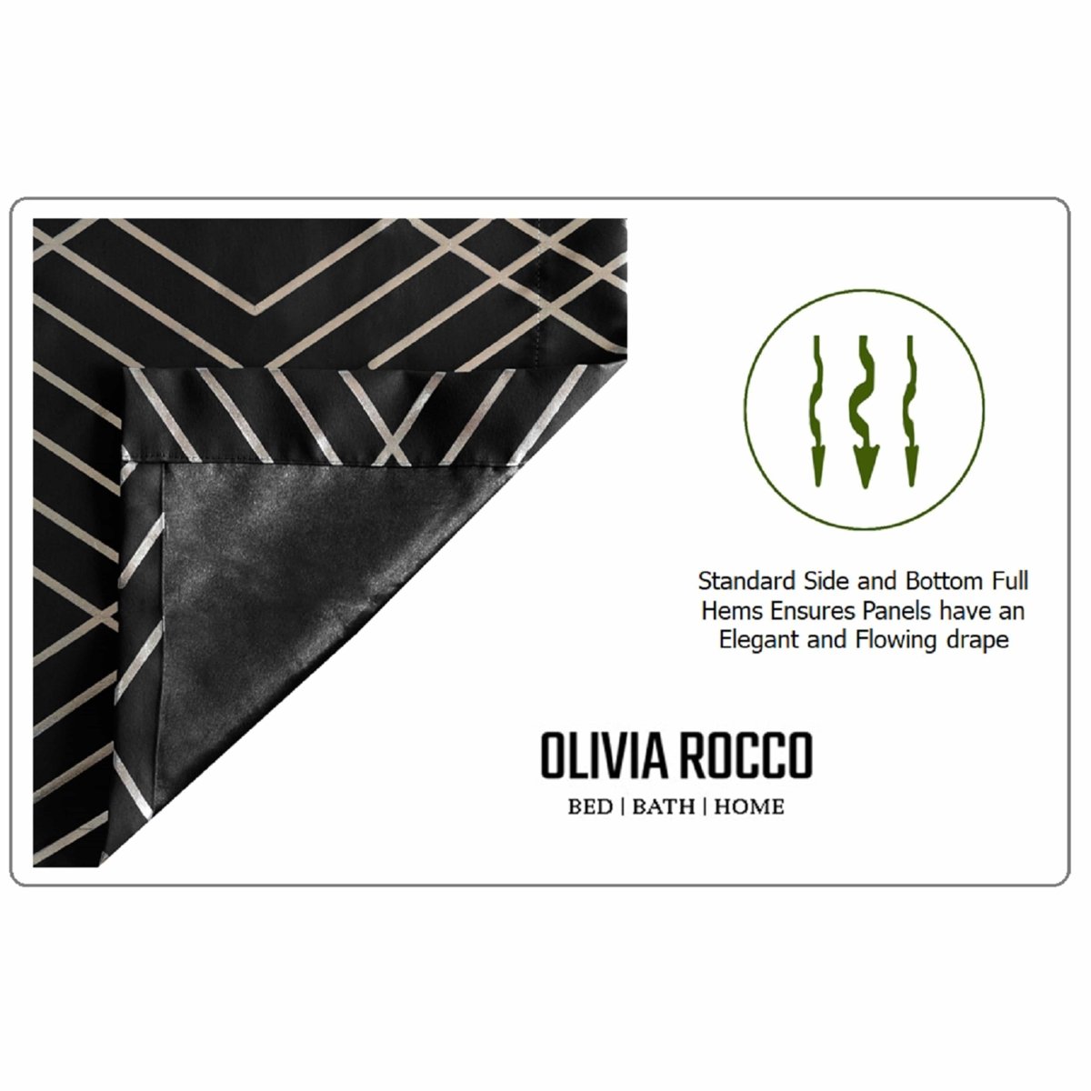 OLIVIA ROCCO Geometric Sparkle Blackout Curtains Black Thermal Insulated Eyelet Ring Top - Joe’s Haven