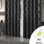 OLIVIA ROCCO Geometric Sparkle Blackout Curtains Black Thermal Insulated Eyelet Ring Top - Joe’s Haven