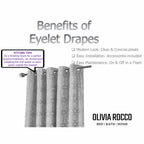 OLIVIA ROCCO Luxe Geo Velvet Eyelet Curtains Grey Thermal Insulated Soundproof Easy - Fit Ready Made Window Pair - Joe’s Haven
