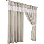 OLIVIA ROCCO Diamante Natural Blackout Eyelet Curtains With Tie Backs Thermal Ring Top - Joe’s Haven