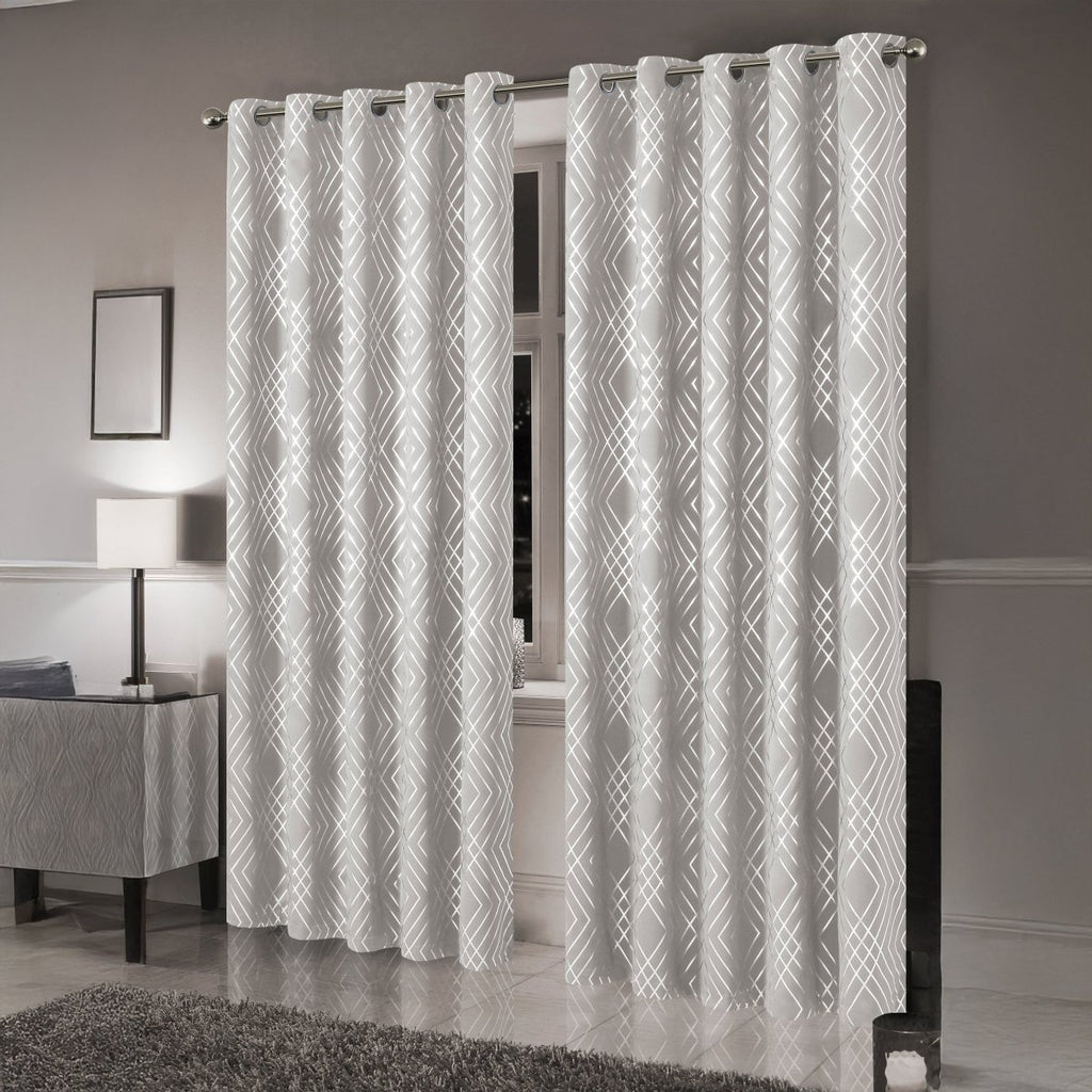 OLIVIA ROCCO Geometric Sparkle Blackout Curtains Natural Thermal Insulated Eyelet Ring Top - Joe’s Haven