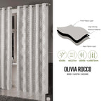 OLIVIA ROCCO Geometric Sparkle Blackout Curtains Natural Thermal Insulated Eyelet Ring Top - Joe’s Haven