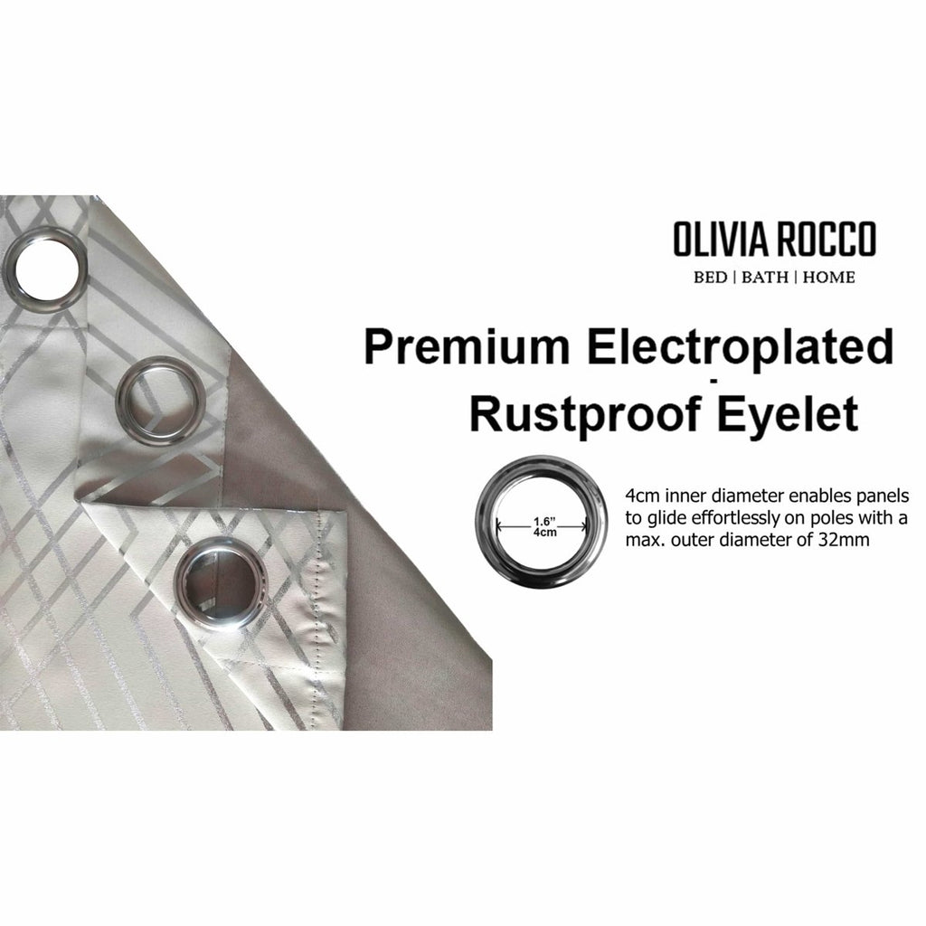 OLIVIA ROCCO Geometric Sparkle Blackout Curtains Natural Thermal Insulated Eyelet Ring Top - Joe’s Haven