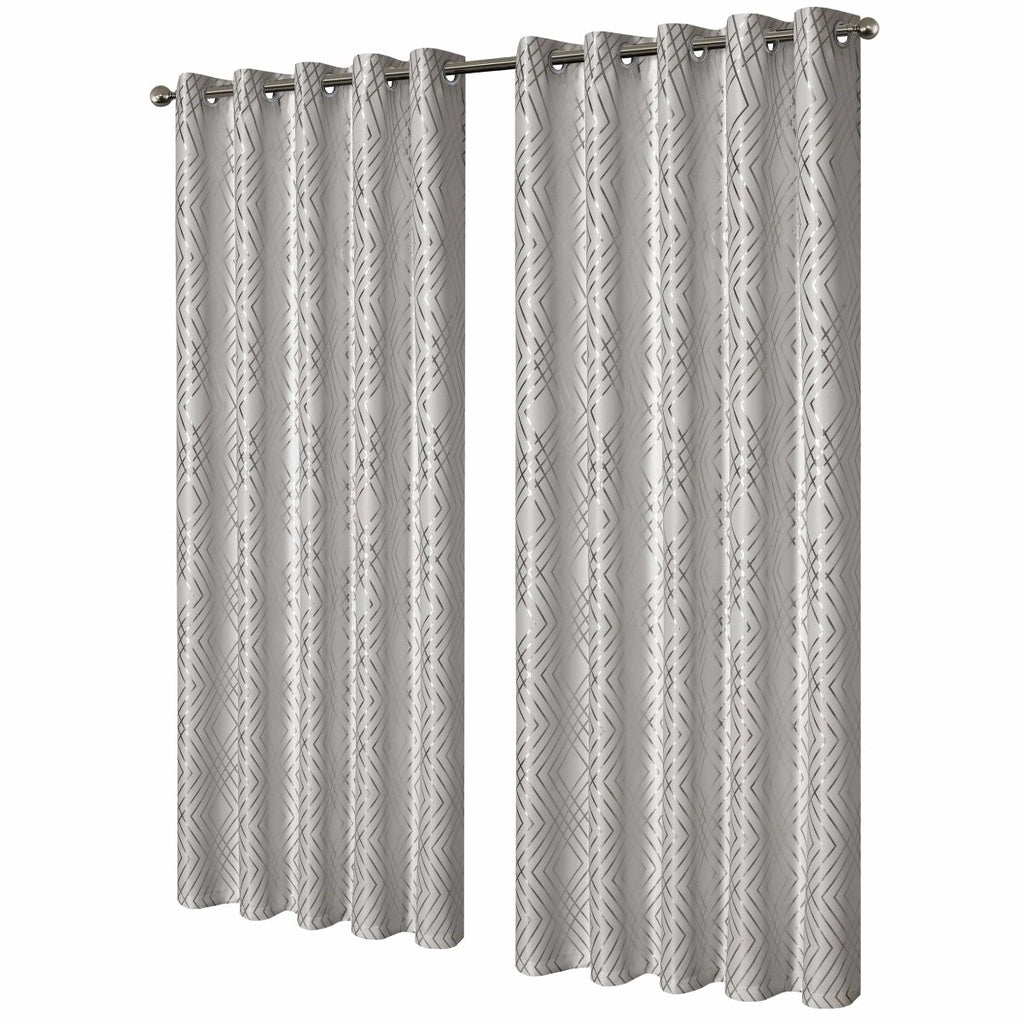OLIVIA ROCCO Geometric Sparkle Blackout Curtains Natural Thermal Insulated Eyelet Ring Top - Joe’s Haven