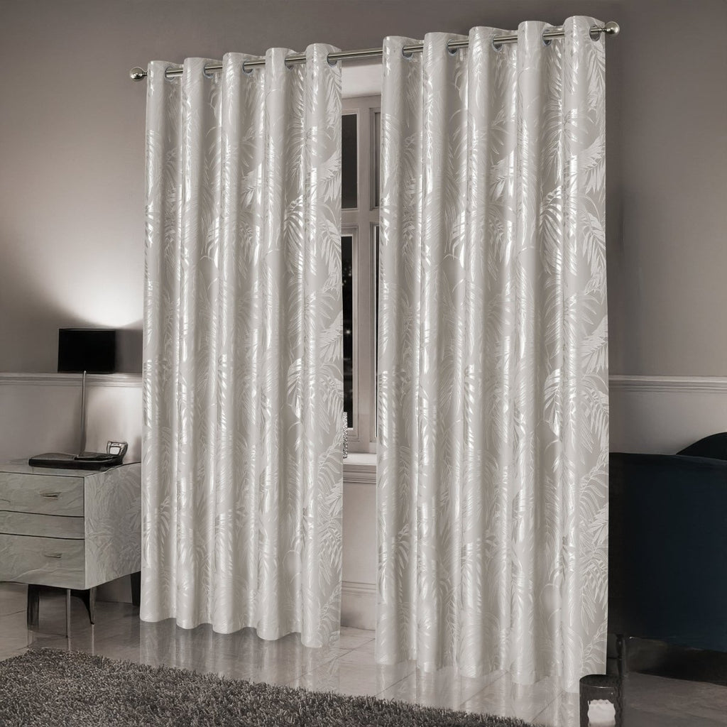 OLIVIA ROCCO Leaf Natural Sparkle Blackout Curtains Super Soft Thermal Insulated Eyelet - Joe’s Haven