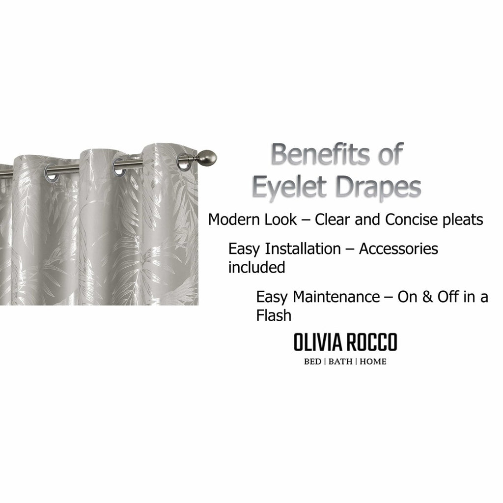 OLIVIA ROCCO Leaf Natural Sparkle Blackout Curtains Super Soft Thermal Insulated Eyelet - Joe’s Haven